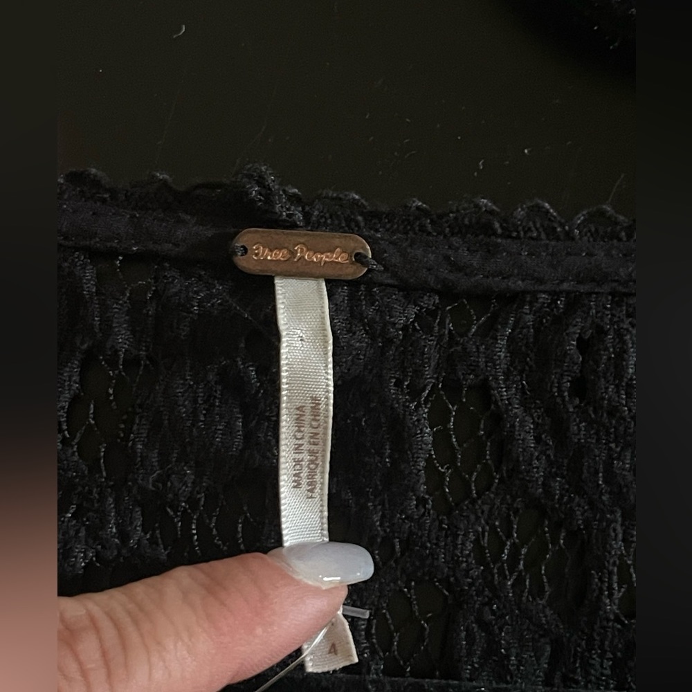Free People Back to Black Crochet Mini Dress 4 - Picture 7 of 16